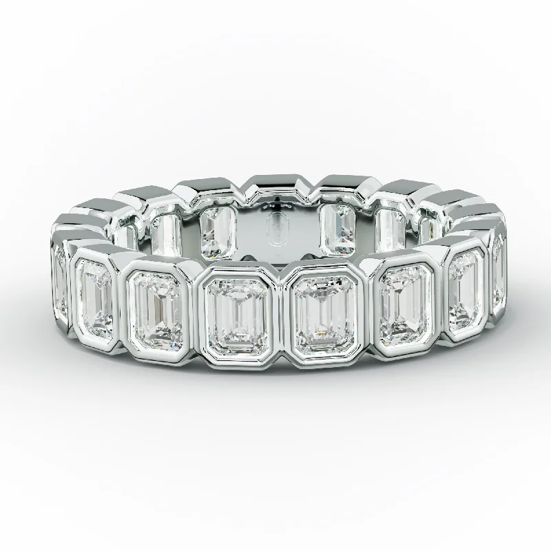 unique rings for women-3.0 Carat Bezel Set Emerald Cut Diamond Eternity Band