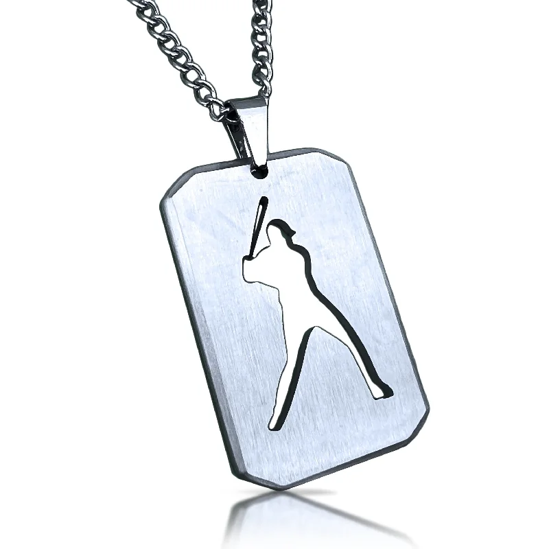 choker necklaces for women-Baseball Cut Out Pendant With Chain Necklace - Stainless Steel