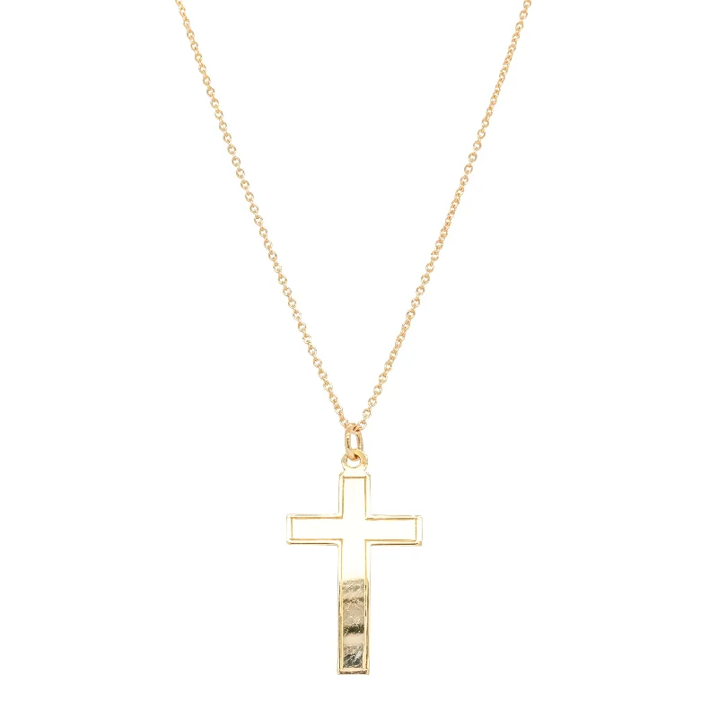 charm necklaces for women-Deja Vu 9ct Yellow Gold Cross Pendant With Chain