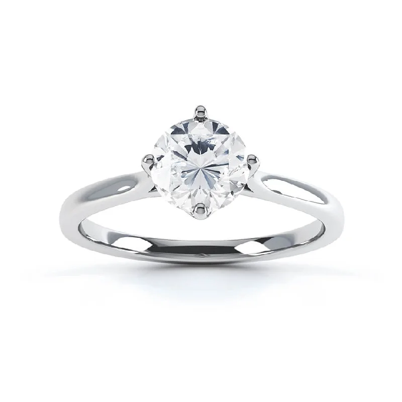 engagement rings with gemstones for women-JUNIPER - Round Moissanite 950 Platinum Solitaire Ring