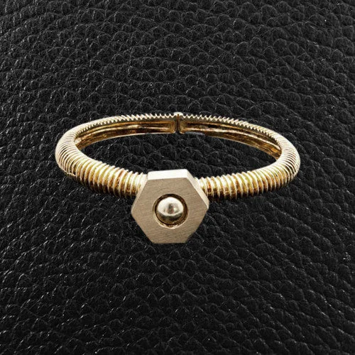 bangles with diamonds for women-Yellow Gold Nut & Bolt Estate Bangle Bracelet