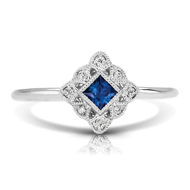 bold statement rings for women-Vintage Inspired 0.15 ct. Natural Blue Sapphire Ring