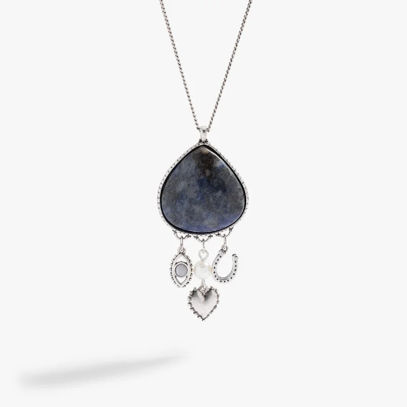 dazzling necklaces for women-Sodalite Multicharm Necklace