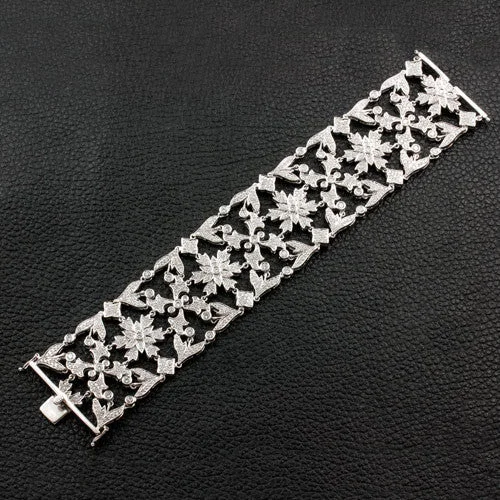 oversized bangles for women-Wide Diamond Straight Bracelet