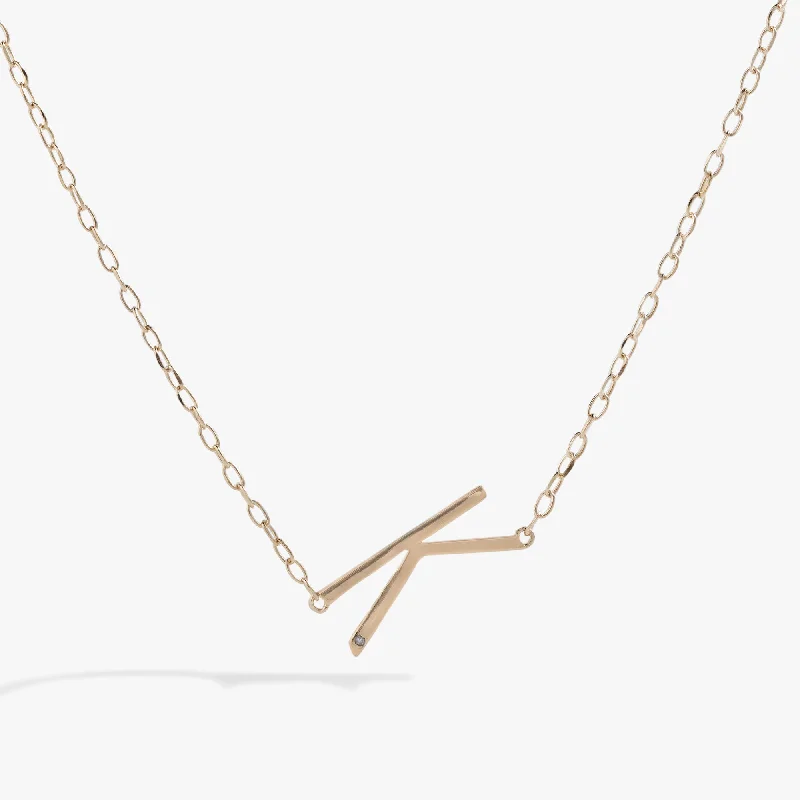 artistic necklaces for women-Initial K Precious Elongated Necklace