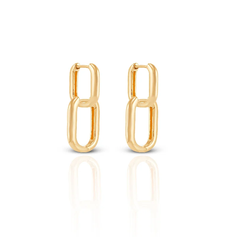 pearl earrings for women-Nipura Gold Chained Dangling Hoops