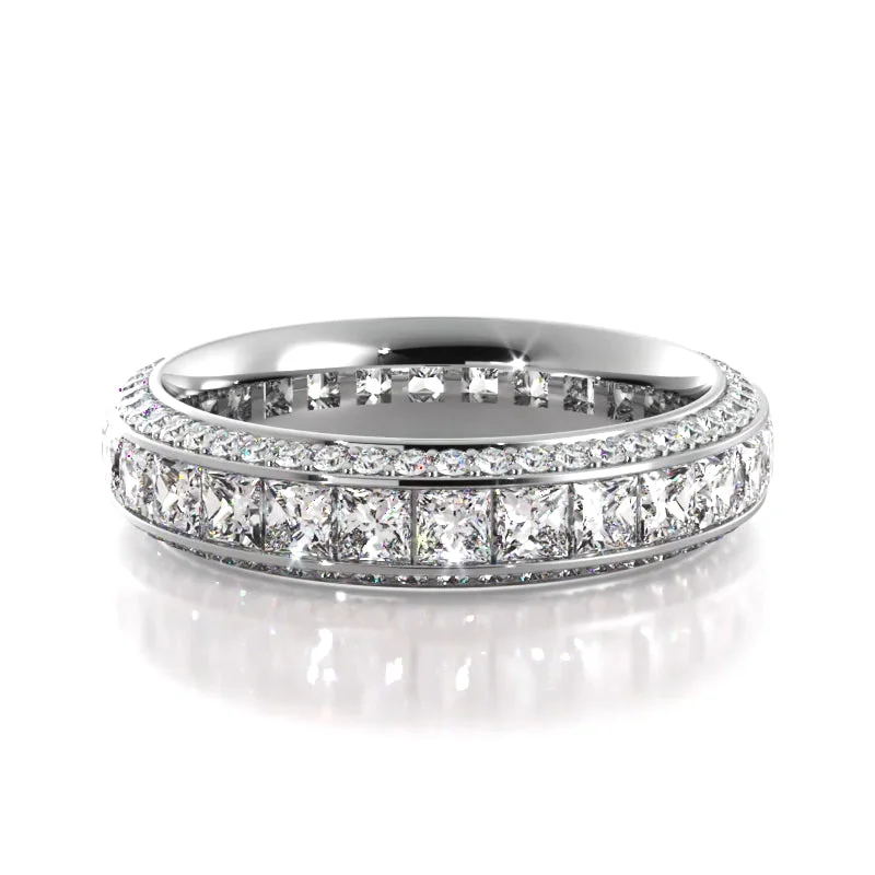 handcrafted wedding rings for women-4.12 ct. Princess And Round Diamond Eternity Wedding Band