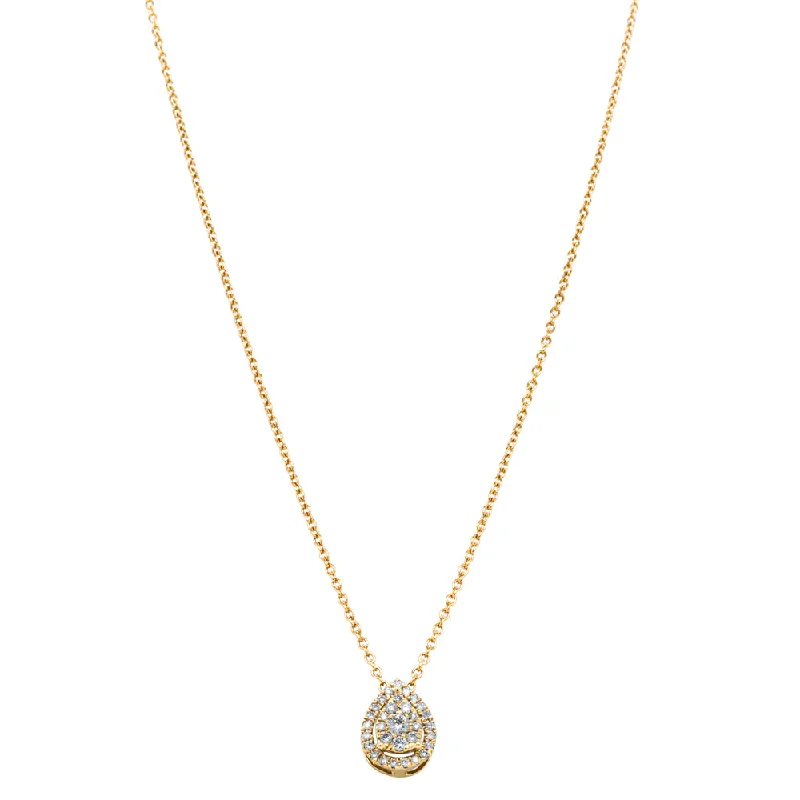 layered chain necklaces for women-9ct Yellow Gold Diamond Pear Saturn Pendant