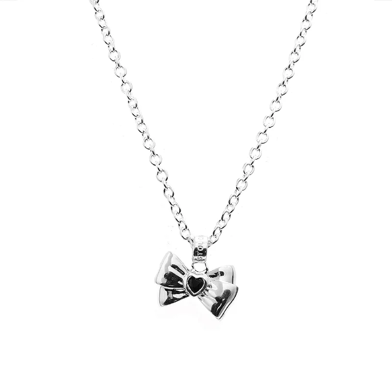 fancy necklaces for women-Stolen Girlfriends Club x Walker & Hall Gothic Bow Necklace - Sterling Silver & Onyx