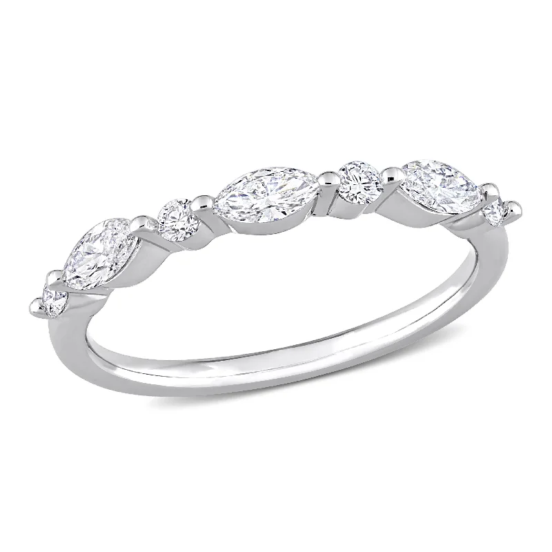 unique engagement rings for women-Created Forever 1/2ct TW Marquise Lab-Grown Diamond Ring in Platinum Plated Sterling Silver