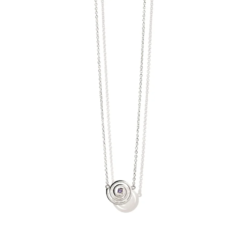 classic necklaces for women-Meadowlark Amethyst Spiral Necklace - Sterling Silver