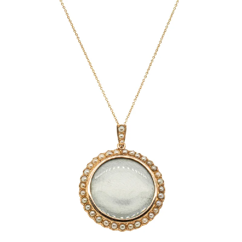 delicate gemstone necklaces for women-Vintage 10ct Yellow Gold Pearl Locket