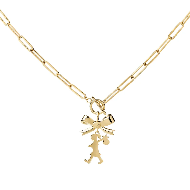 vintage-inspired necklaces for women-Karen Walker Girl With The Bow Necklace - 9ct Yellow Gold