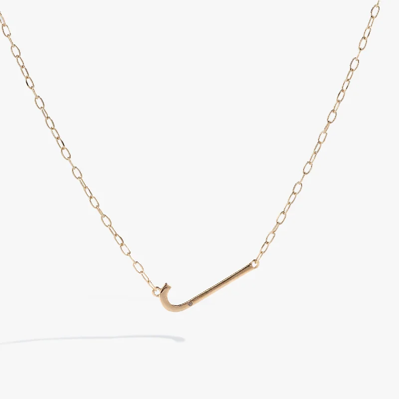 trendy pendant necklaces for women-Initial J Precious Elongated Necklace