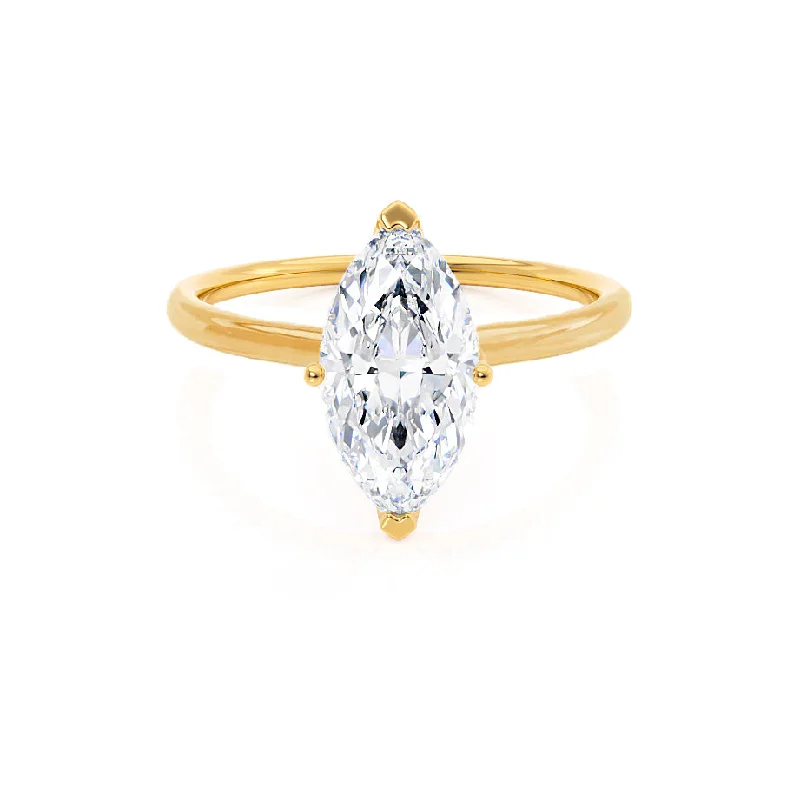 high-quality engagement rings for women-LULU - Marquise Diamond Petite Solitaire 18k Yellow Gold Engagement Ring