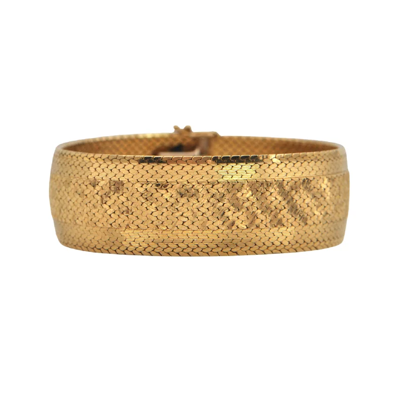 elegant bangles for women-Retro Italian 18k Gold Bracelet