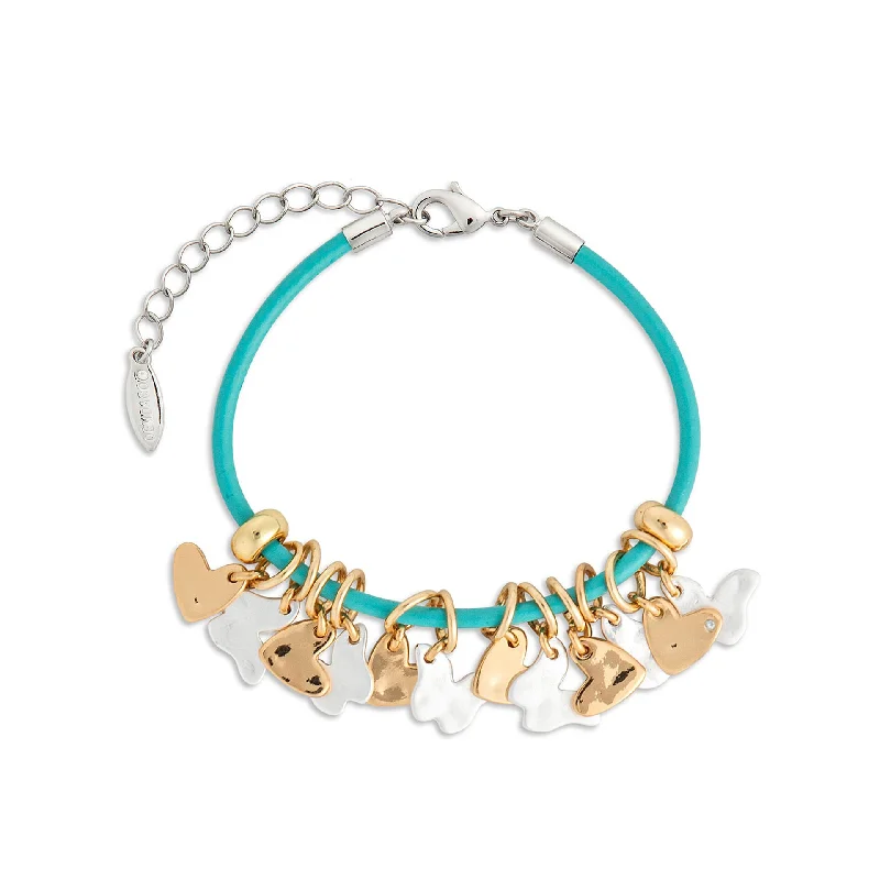 luxury gold bangles for women-Demdaco Giving Collection Hearts and Butterflies Charm Bracelet