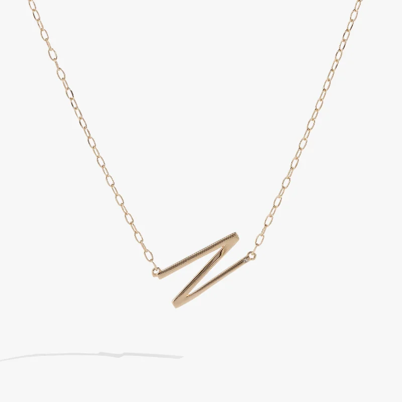 delicate gold necklaces for women-Initial N Precious Elongated Necklace