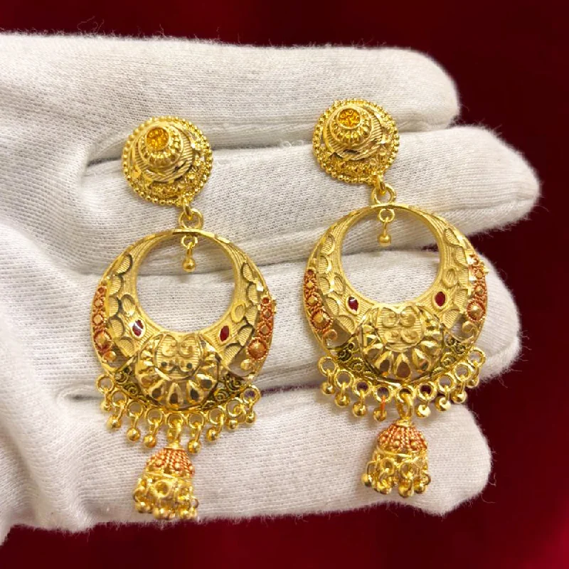 long earrings for women-Pari Art Jewellery Forming Gold Dangler Earrings