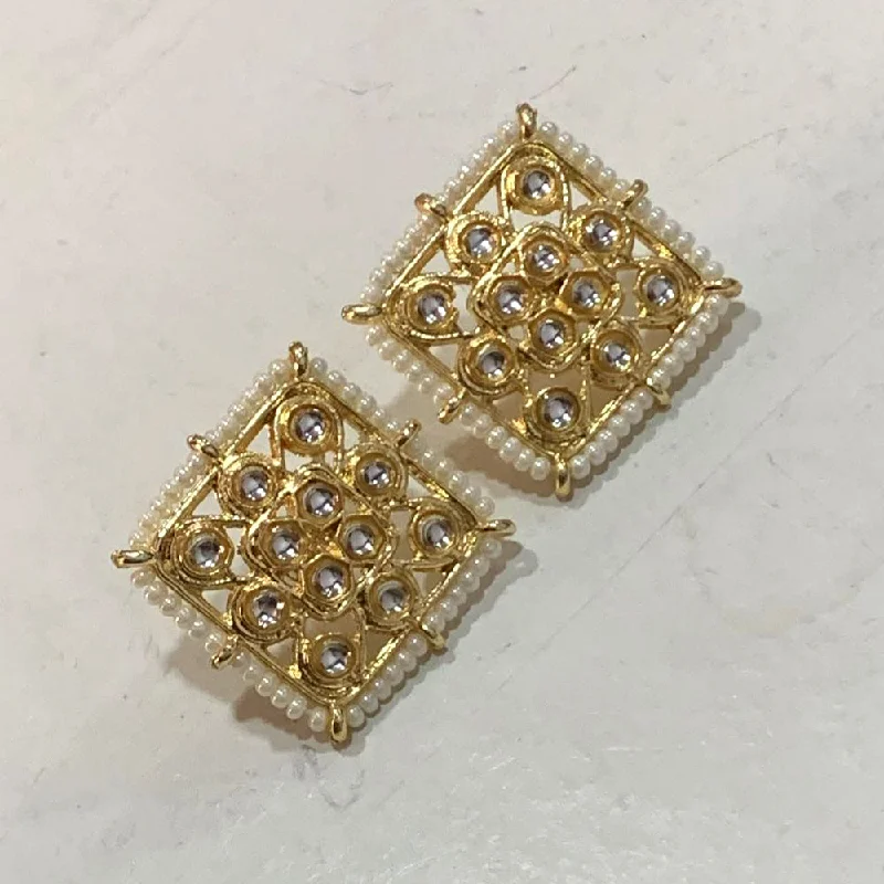 simple gold stud earrings for women-Deep Enterprises Gold Plated Kundan Stud Earrings