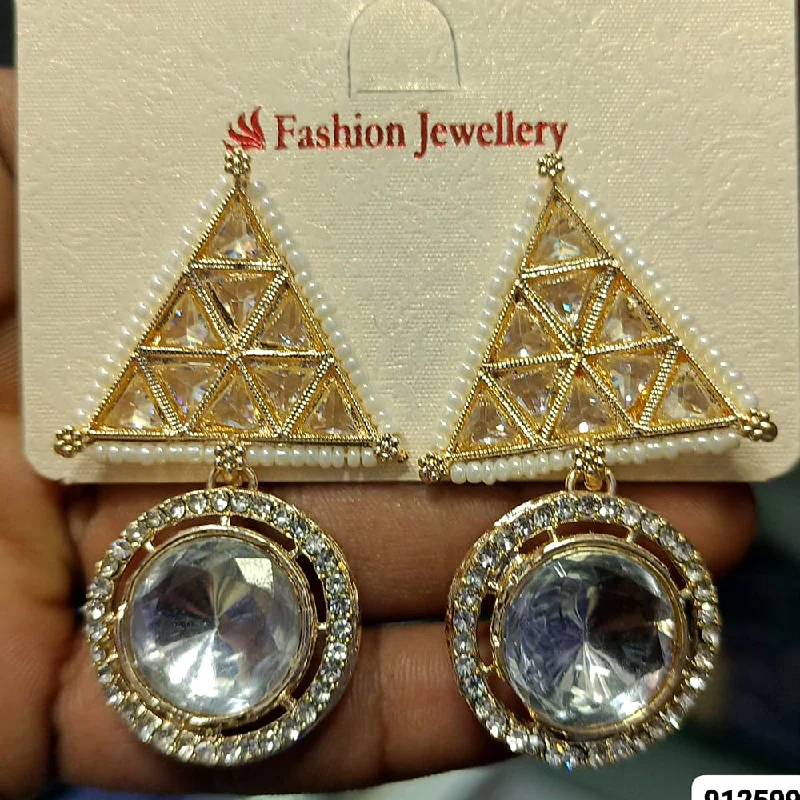 silver earrings for women-Rani Sati Jewels Gold Plated Crystal Stone Dangler Earrings