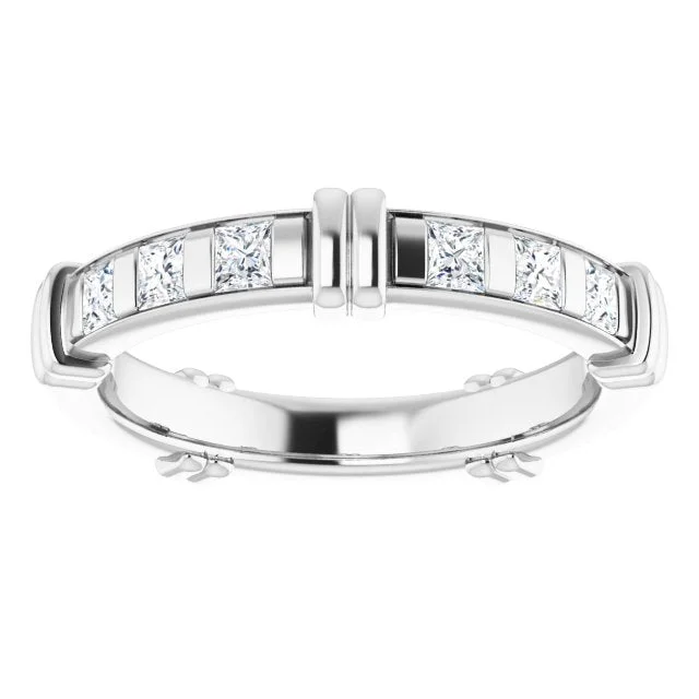 wedding bands for women-1.20 ct. Princess Diamond Eternity Band Stackable Diamond Ring