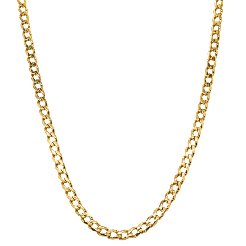 classic necklaces for women-Deja Vu 9ct Yellow Gold Bevelled Curb Chain