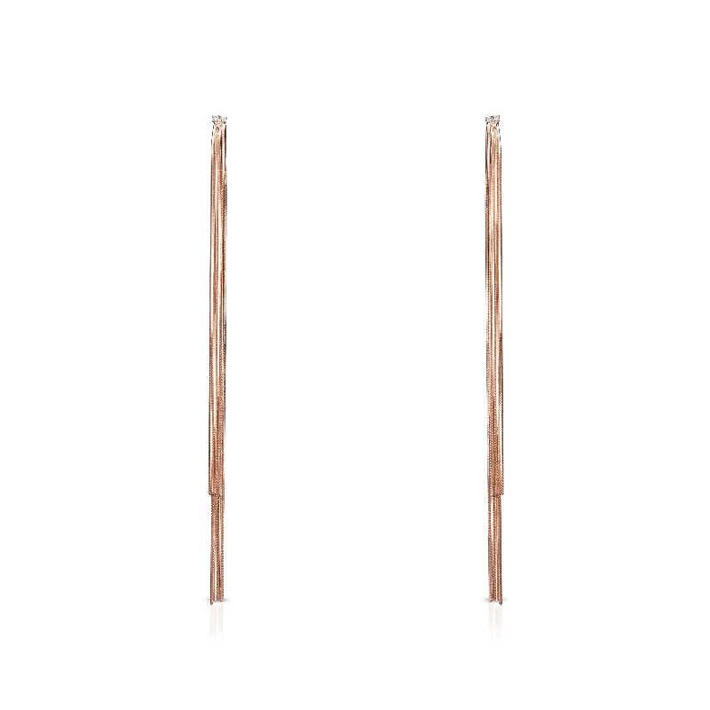 high-quality stud earrings for women-Nipura Rosegold Long Tassel Drop earrings