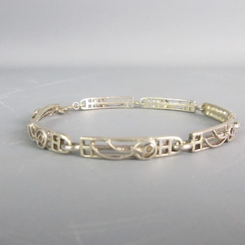 minimal gold bangles for women-Sterling Silver Charles Rennie Mackintosh Style Bracelet