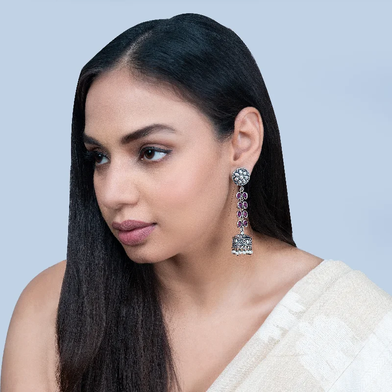 affordable earrings for women-Nipura Pink Raisa Jhumki