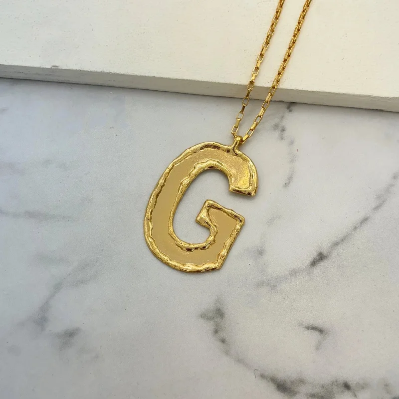 modern chain necklaces for women-TFC Big Letter G - 24K Gold Plated Long Pendant Necklace