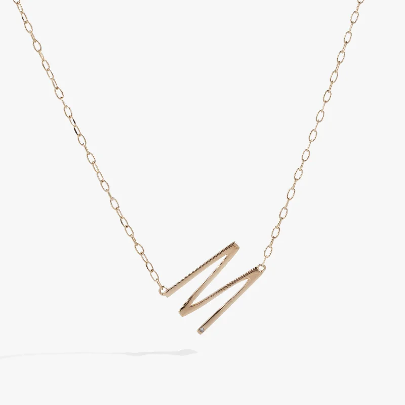 fashion statement necklaces for women-Initial M Precious Elongated Necklace