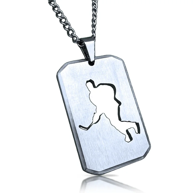 delicate necklaces for women-Hockey Cut Out Pendant With Chain Necklace - Stainless Steel