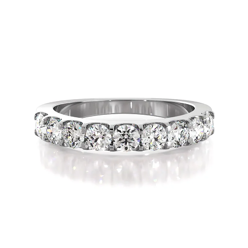 adjustable rings for women-Nine Stone Round Diamond Wedding Ring