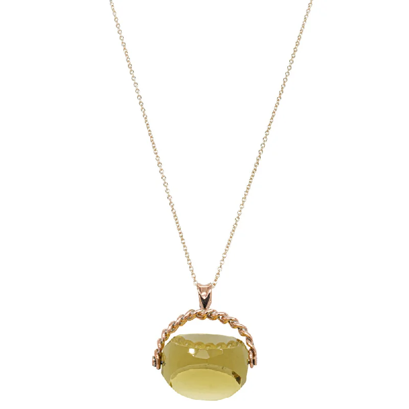 classic necklaces for women-Deja Vu 9ct Yellow Gold Glass Spinner Pendant