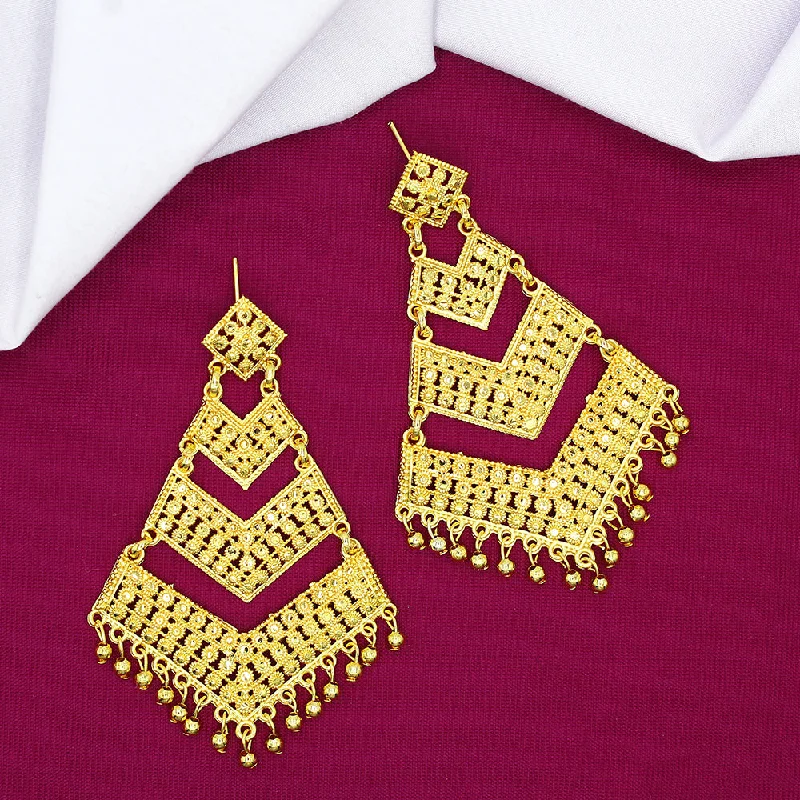 delicate gold earrings for women-Mahavir Dye Gold Plated Dangler Earrings