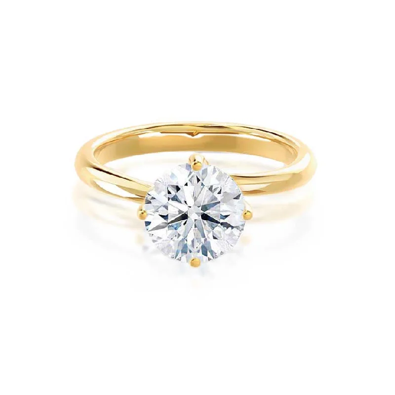 yellow gold engagement rings for women-ANNORA - Round Diamond Twist Solitaire 18k Yellow Gold Engagement Ring