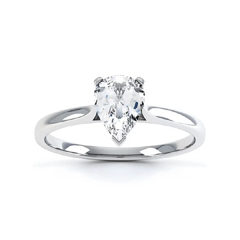 luxurious engagement rings for women-SLOANE - Pear Moissanite 950 Platinum Solitaire Ring