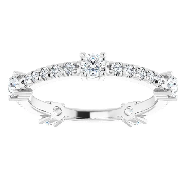 silver rings for women-0.87 ct. Round Diamond Eternity Band