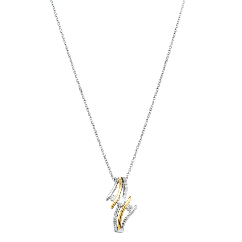 sterling silver chain necklaces for women-18ct Yellow & White Gold Diamond Pendant