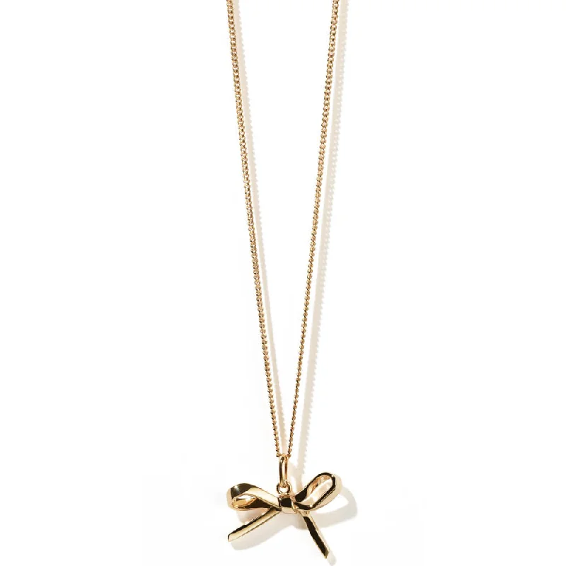 infinity necklaces for women-Meadowlark Bow Charm Necklace - Gold Plated