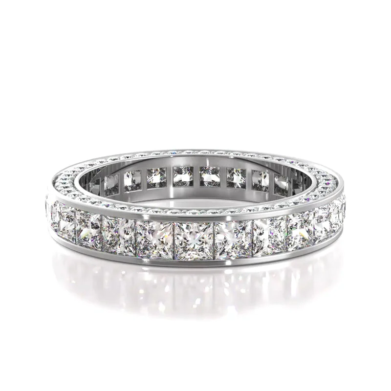 fashion rings with gemstones for women-3.14 ct. Princess And Round Diamond Eternity Band