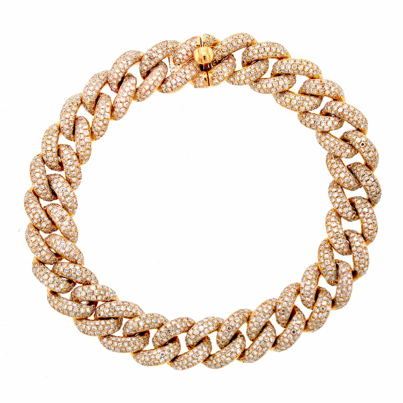 adjustable bangles for women-Diamond Pave Rose Gold Cuban Link Bracelet