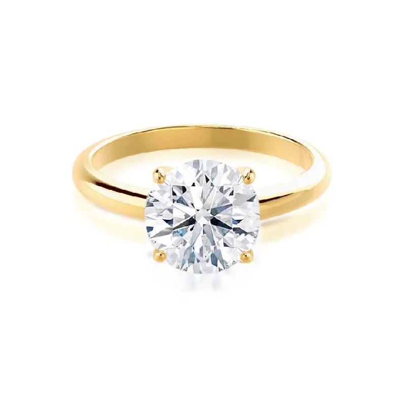 cushion engagement rings for women-GRACE - Round Diamond Solitaire 18k Yellow Gold Engagement Ring