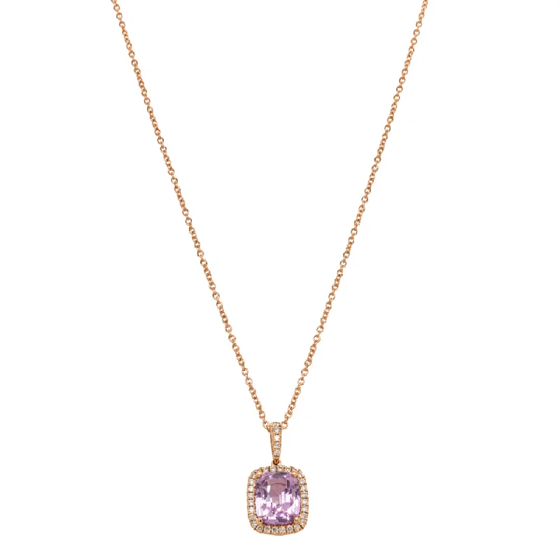 colorful gemstone necklaces for women-18ct Rose Gold 3.02ct Purple Sapphire & Diamond Sierra Pendant