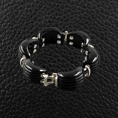 contemporary bangles for women-Onyx & Diamond Bracelet