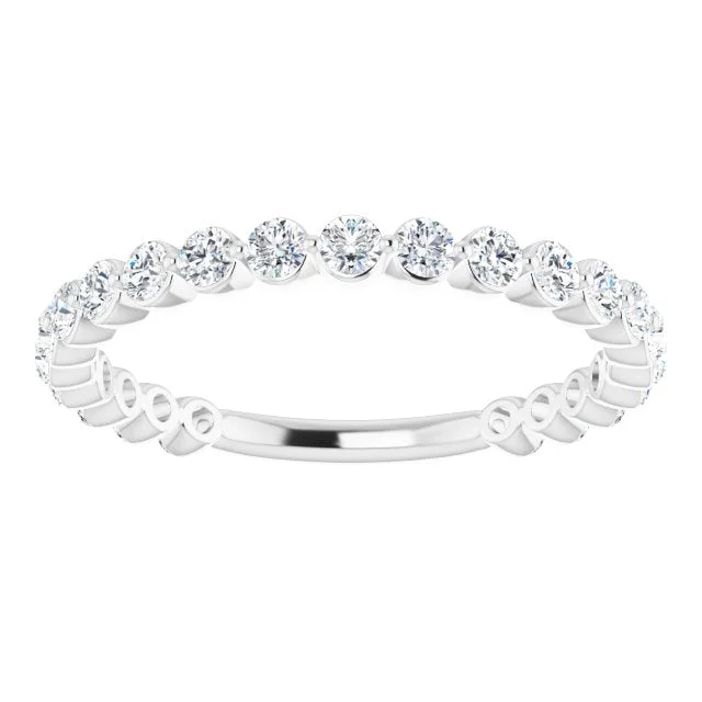 contemporary rings for women-0.75 ct. Shared Prong Round Cut Diamond Wedding Band