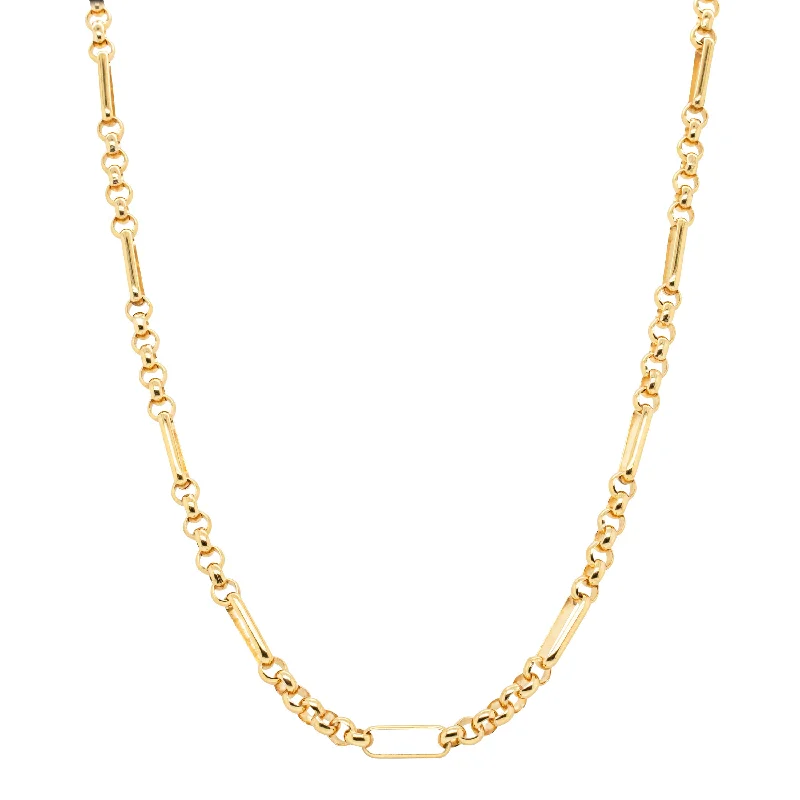 bold necklaces for women-9ct Yellow Gold Figaro Belcher Chain