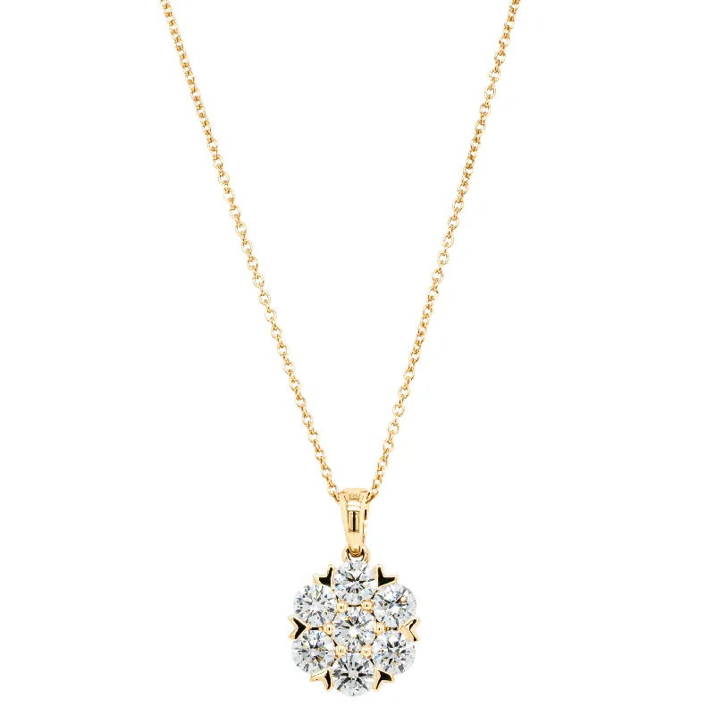 luxurious gold necklaces for women-18ct Yellow Gold 2.00ct Diamond Lotus Pendant