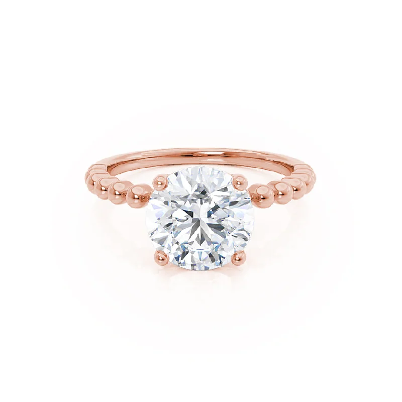 luxurious rose gold engagement rings for women-JULANE - Bubble & Bead Solitaire Natural Diamond Engagement Ring 18k Rose Gold